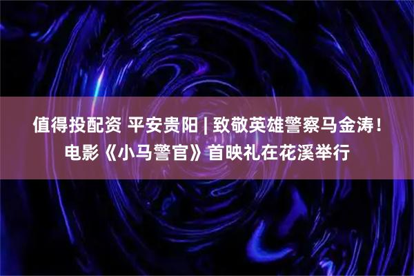 值得投配资 平安贵阳 | 致敬英雄警察马金涛！电影《小马警官》首映礼在花溪举行