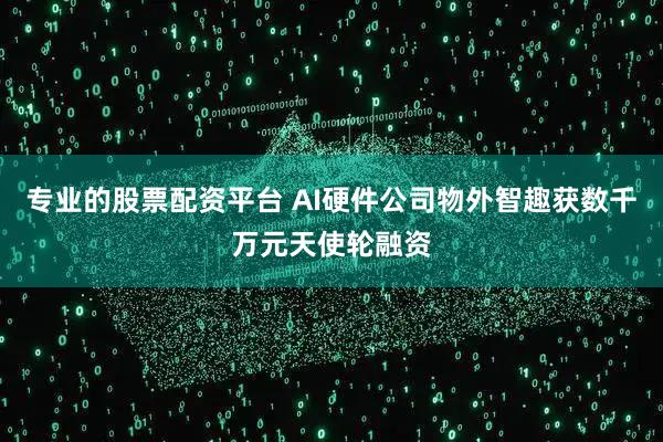 专业的股票配资平台 AI硬件公司物外智趣获数千万元天使轮融资